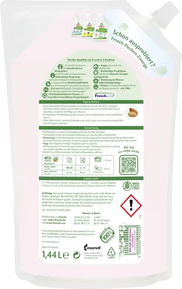 Bild 2 von Frosch Fein & Woll Waschbalsam flüssig, 30WL, 30 WL