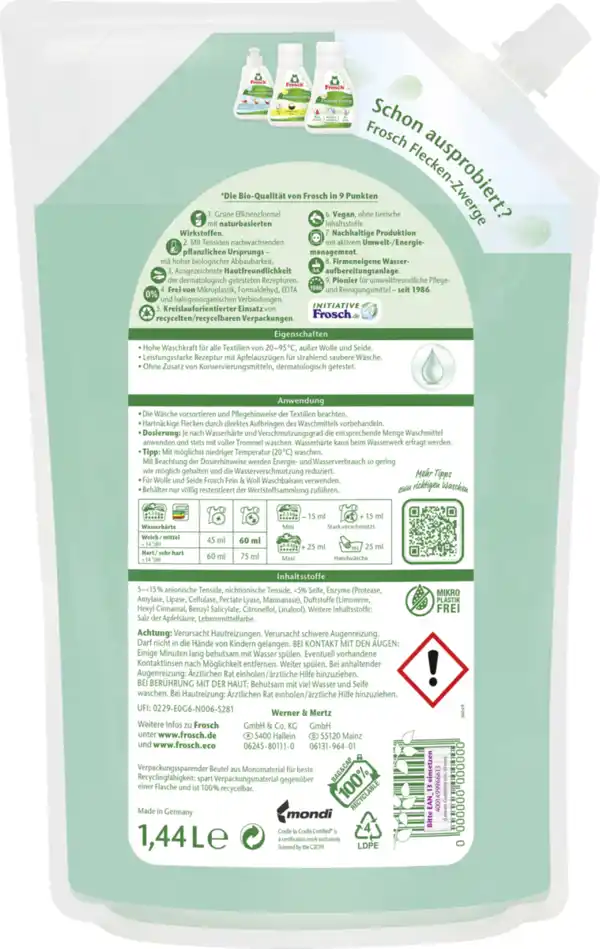 Bild 2 von Frosch Universal Waschmittel Flüssig 24WL, 24 WL