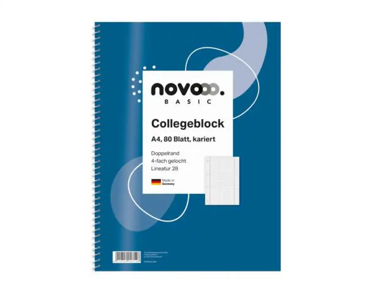 Bild 1 von novooo Collegeblock DIN A4 kariert 80 Blatt