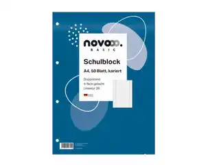 novooo Schulblock DIN A4 Lineatur 28 kariert 50 Blatt