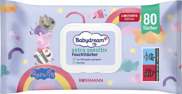 Bild 1 von Babydream extra sensitiv Feuchttücher Peppa Pig