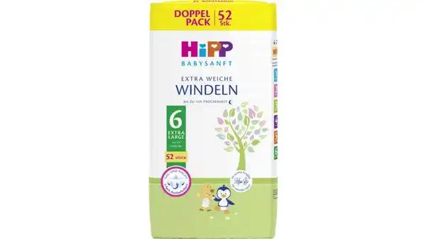 Bild 1 von HiPP Babysanft Windeln Extra Large 6 Doppelpack