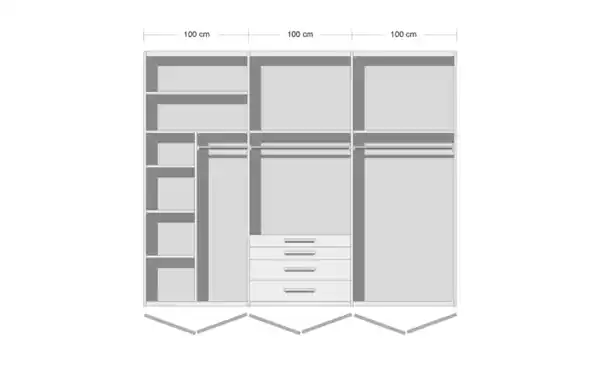 Bild 3 von Rauch - Drehtürenschrank Purisma, alpinweiß, 301 x 223 cm, inkl. 4 Schubkästen und Zusatzausstattung