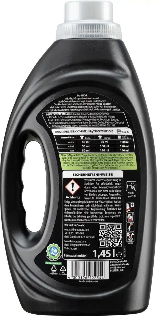 Bild 2 von burti Feinwaschmittel Flüssig Noir 26 WL