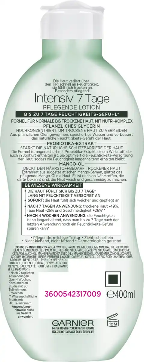 Bild 2 von Garnier Body Bodylotion Mango-Öl Intensiv 7 Tage Pflegend Normale & Trockene Haut, 400 ml