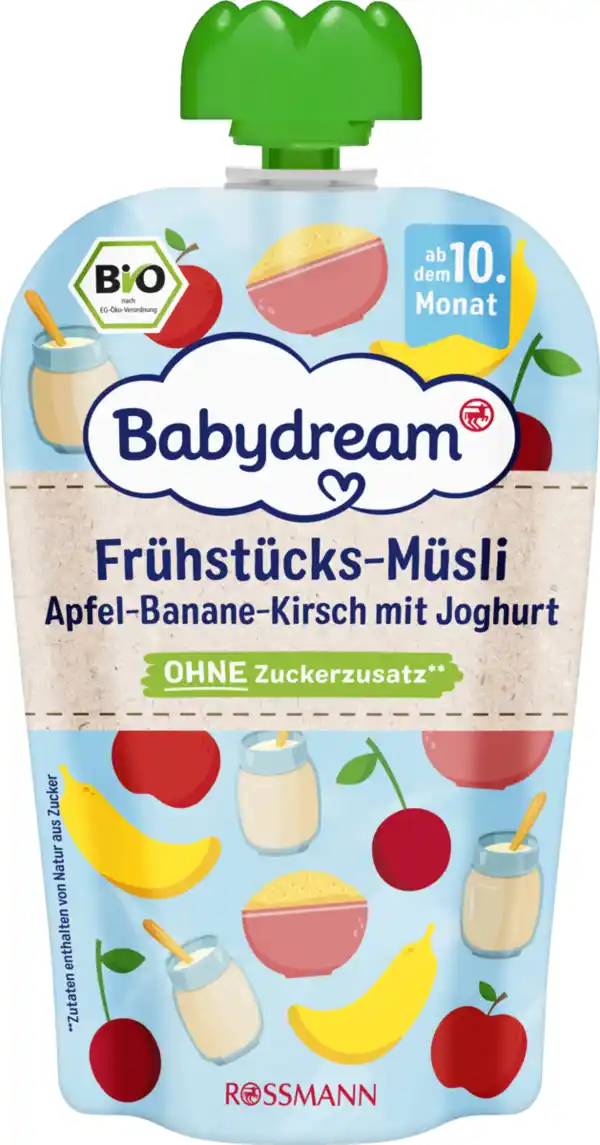 Bild 1 von Babydream Bio Frühstücks-Müsli Apfel-Banane-Kirsch mit Joghurt, 100 g