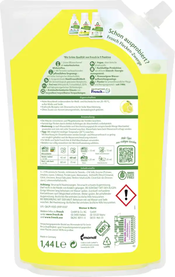Bild 2 von Frosch Vollwaschmittel Flüssig Citrus 24WL, 24 WL