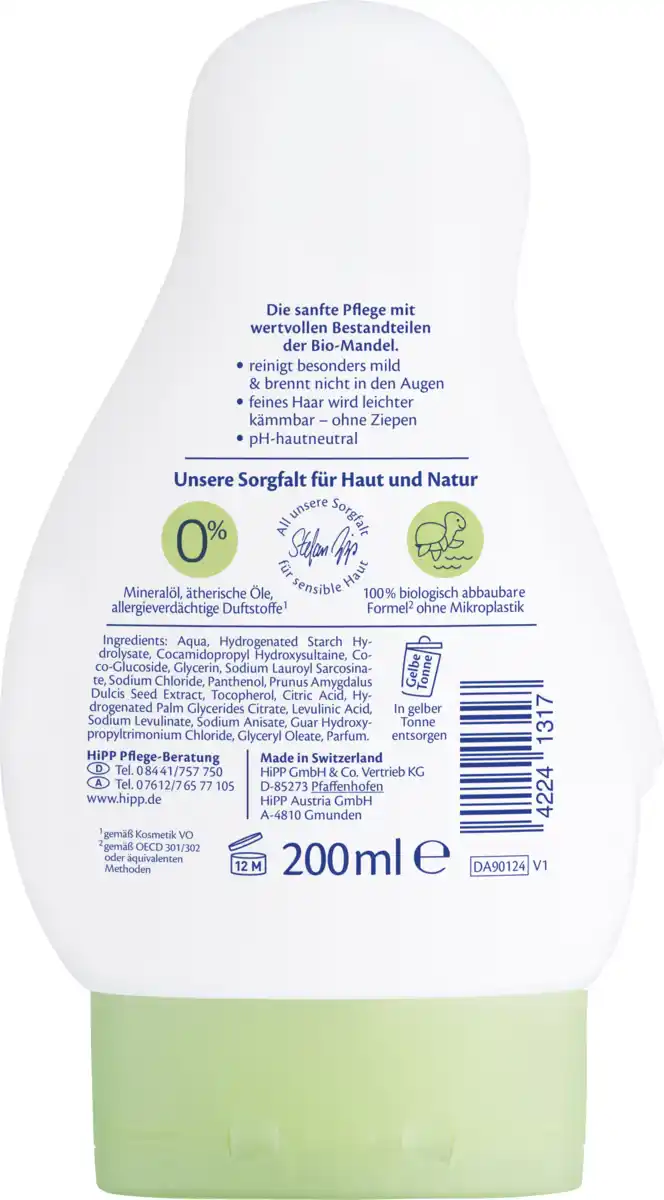 Bild 2 von HiPP Babysanft 2in1 Shampoo + Dusche sensitiv, 200 ml