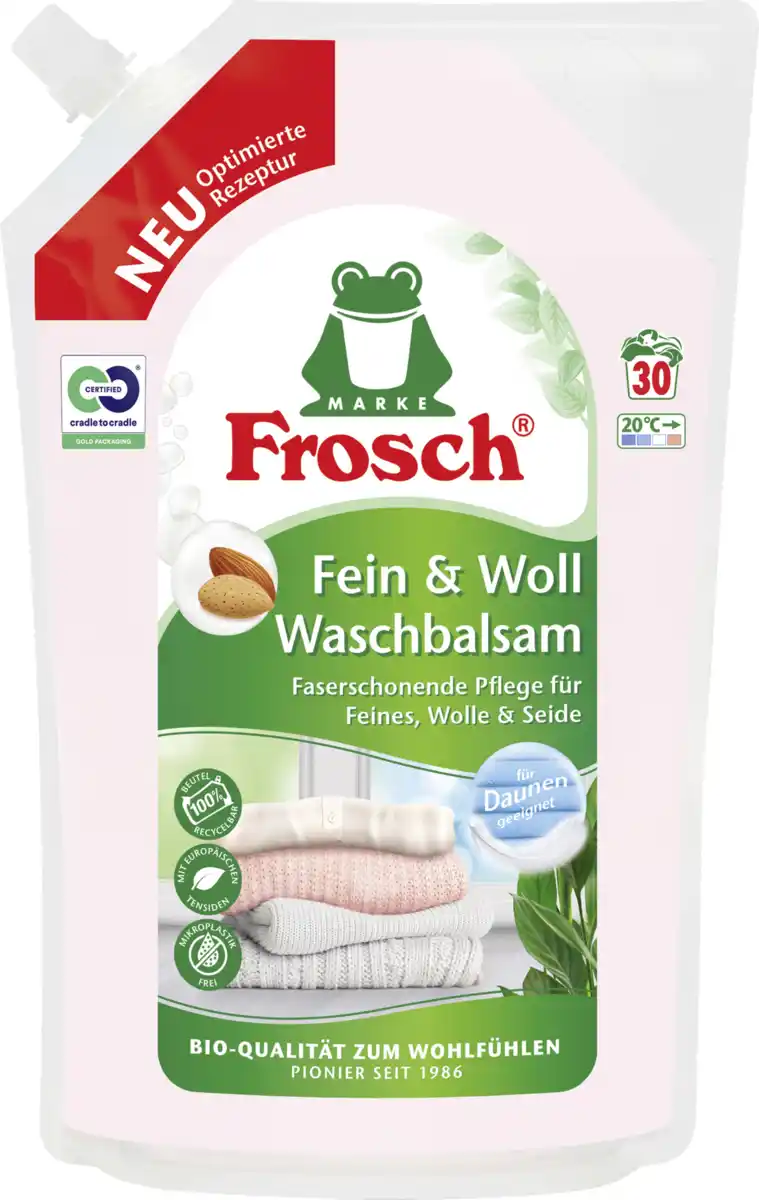 Bild 1 von Frosch Fein & Woll Waschbalsam flüssig, 30WL, 30 WL