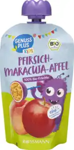 GENUSS PLUS KIDS Bio Fruchtpüree Pfirsich-Maracuja-Apfel, 100 g