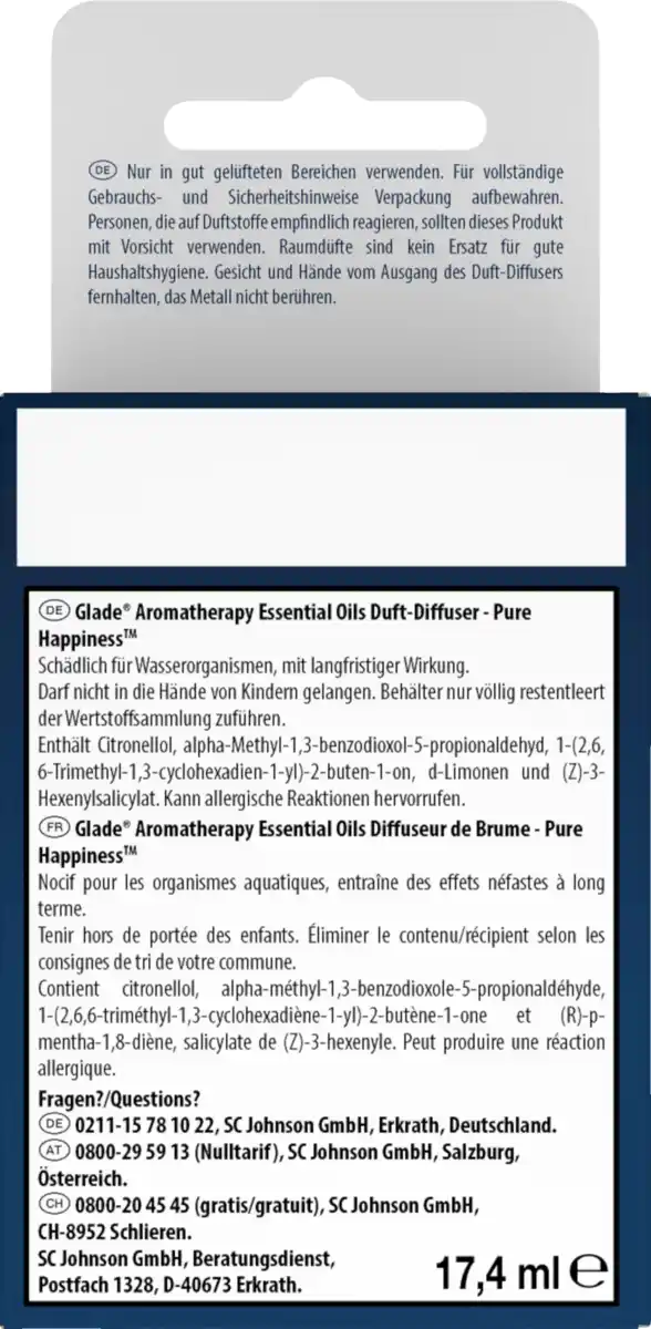 Bild 2 von Glade Aromatherapy Essential Oils Duft-Diffuser Nachfüller - Pure Happiness, 17,4 ml