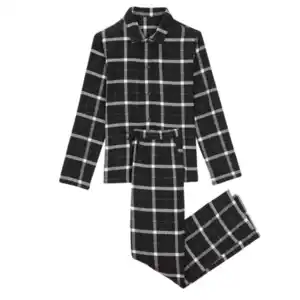 Flanell Pyjama, schwarz, M