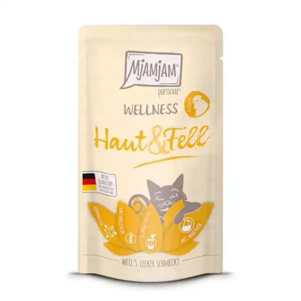 Bild 1 von MjAMjAM Quetschie Wellness Haut & Fell Huhn 12x125g