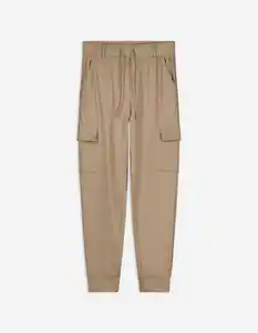 Damen Jogpants - Aufgesetze Taschen - beige