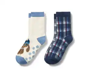 2 Paar Kleinkinder-Antirutsch-Socken mit Dackel-Jacquard