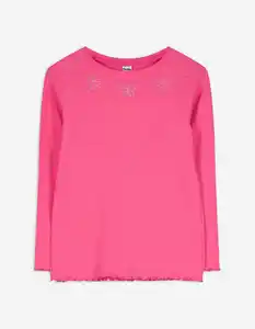 Kinder Langarmshirt - Rippenstruktur - pink