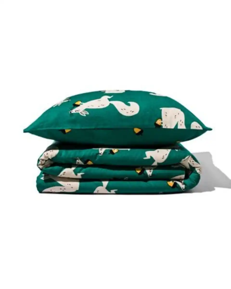 Bild 3 von Kinderbettbezug - Flanell - 140 x 200 - Eichhörnchen grün