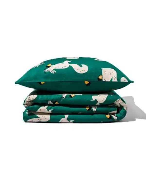 Bild 3 von Kinderbettbezug - Flanell - 140 x 200 - Eichhörnchen grün