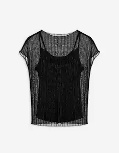 Damen Shirt - Lurex - silberfarben