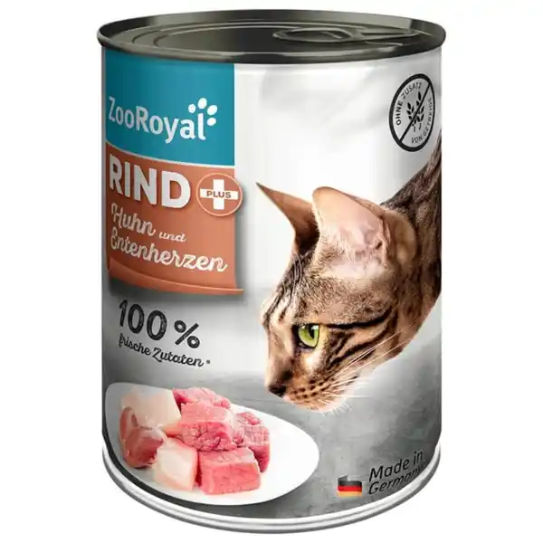 Bild 1 von ZooRoyal Katze Rind + Huhn & Entenherzen 400g