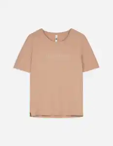 Damen T-Shirt - Stickereien - beige