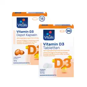 Vitamin D3 Depot Kapseln + Tabletten, 2er Set