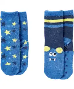 Flauschsocken mit Stickerei, blau