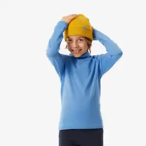 WEDZE Skiunterwäsche Funktionsshirt Kinder hoher Kragen - BL 500 blau