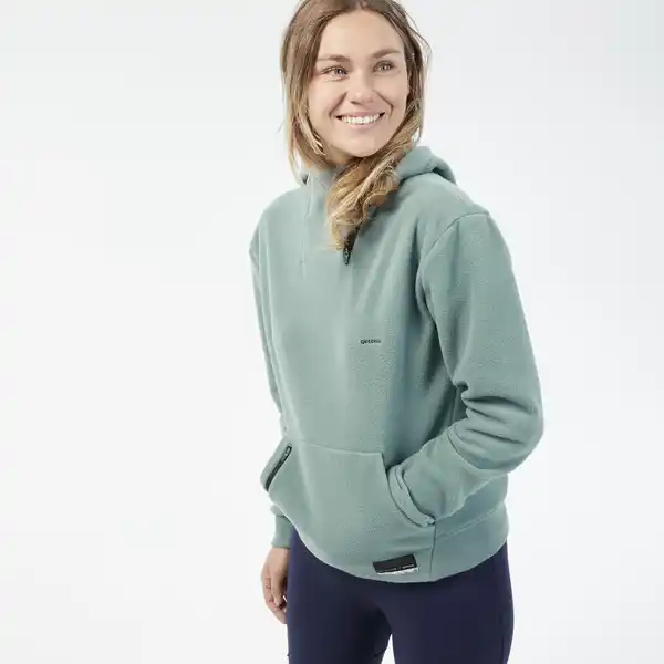 Bild 1 von QUECHUA Fleece-Kapuzenpullover Damen Wandern - MH100 grün