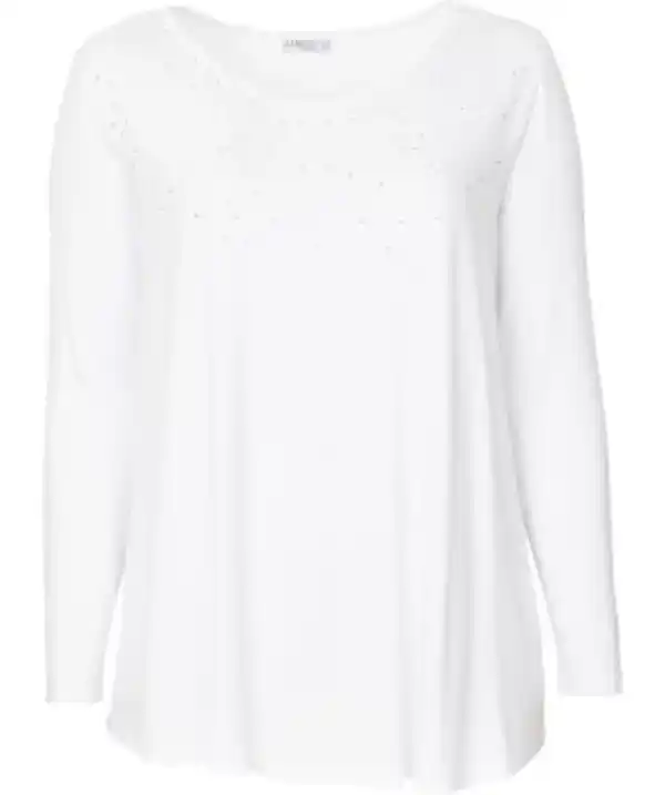 Bild 1 von Langarmshirt mit Strasssteinen, offwhite