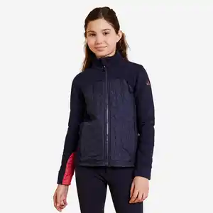 FOUGANZA Reit-Sweatjacke mit Reissverschluss 500 Kinder marineblau/rosa