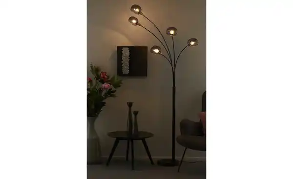 Bild 2 von Meisterleuchten Bogenleuchte, 5-flammig, schwarz / Rauchglas