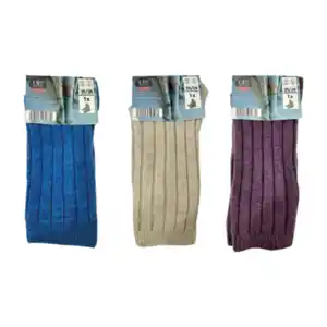 Wollsocken mit Seide, creme/blau/lila, 39/42, 3er Set