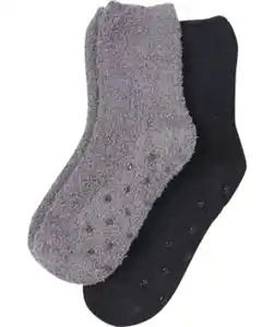 Kuschelige Flauschsocken, schwarz/grau