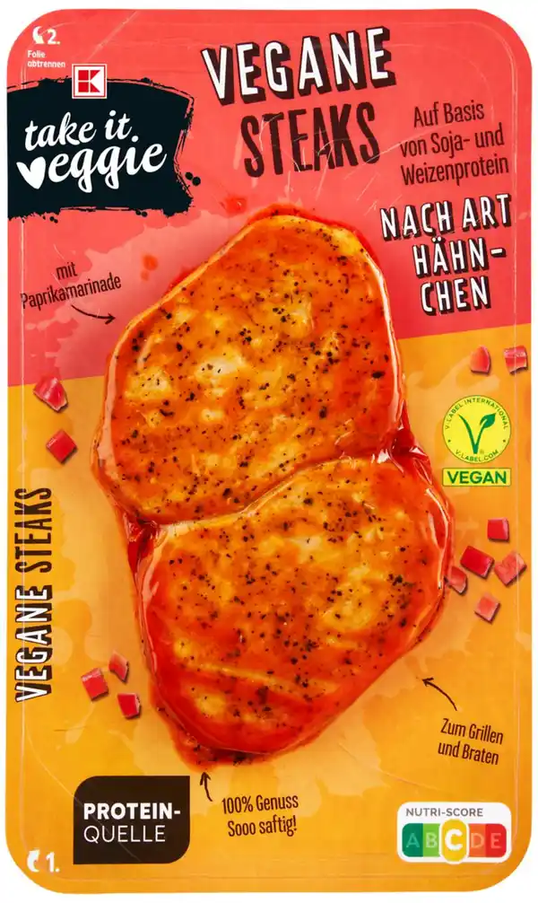 Bild 1 von K-TAKE IT VEGGIE Veganes Steak Hähnchen-Art, 160-g-Packg.