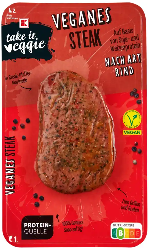 Bild 1 von K-TAKE IT VEGGIE Veganes Steak Rinder-Art, 160-g-Packg.