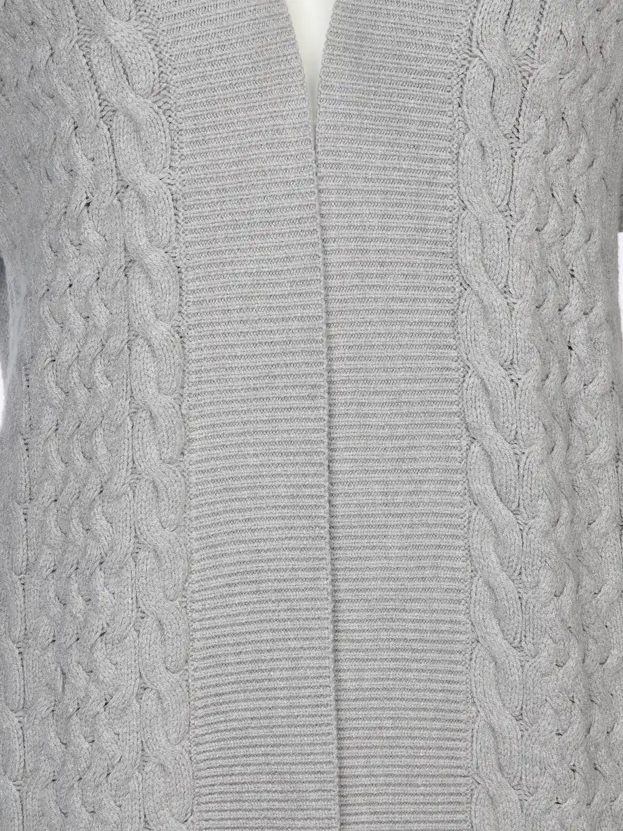 Bild 3 von Damen Longcardigan mit Zopfmuster Silber