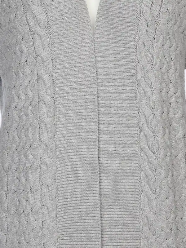Bild 3 von Damen Longcardigan mit Zopfmuster Silber
