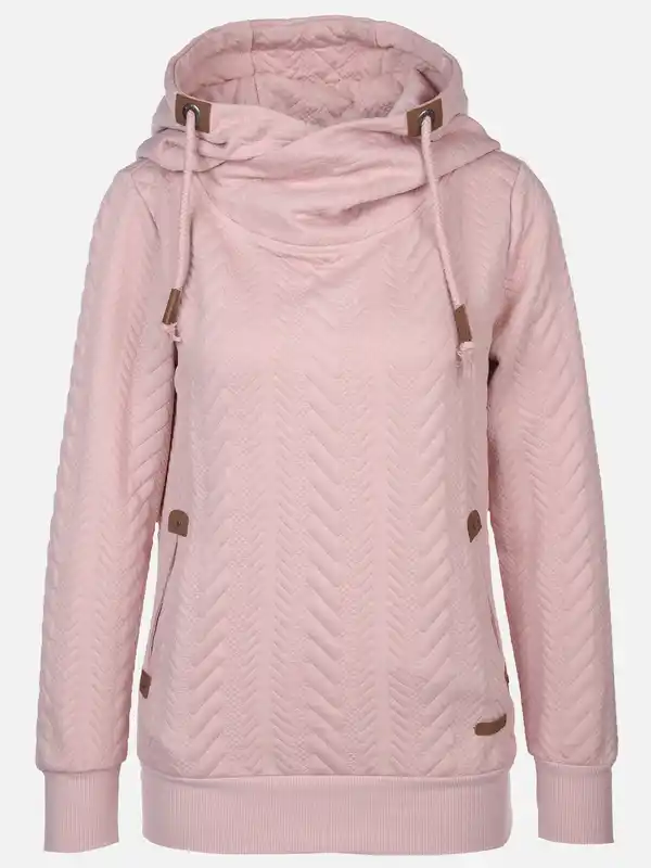 Bild 1 von Damen Sweatshirt mit überlappendem Kragen und Kapuze Rosa