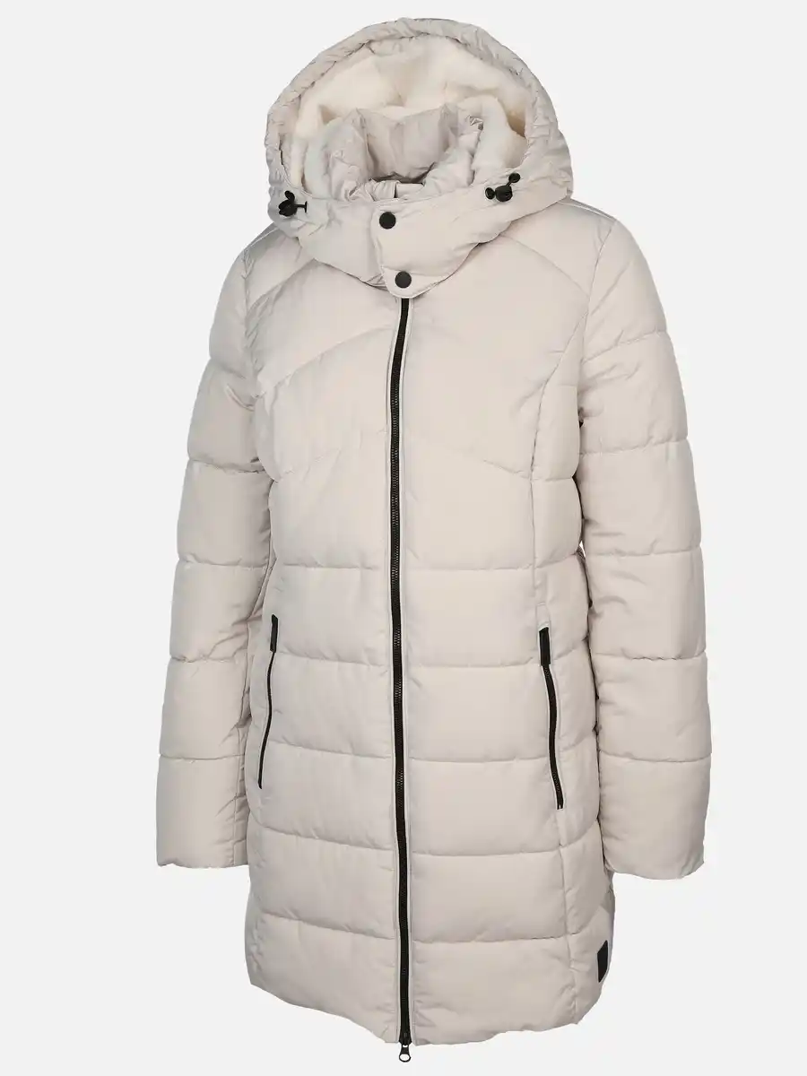 Bild 3 von Damen Steppmantel mit abnehmbarer Kapuze Beige