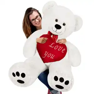 Deuba® Herzkissen "Ich liebe Dich" 26 cm + Teddy Weiß XL