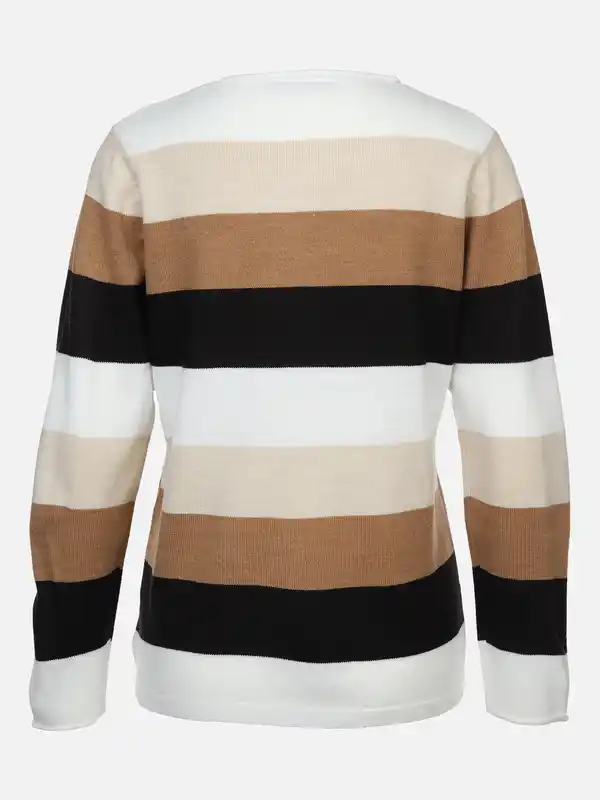 Bild 2 von Damen Strickpullover "Cashmere-Like" mit Streifen Beige