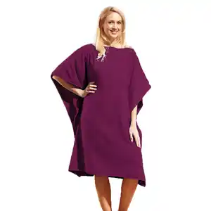 XL-Badetuch-Poncho 2 in 1, ca. 100 x 200 cm, Aubergine