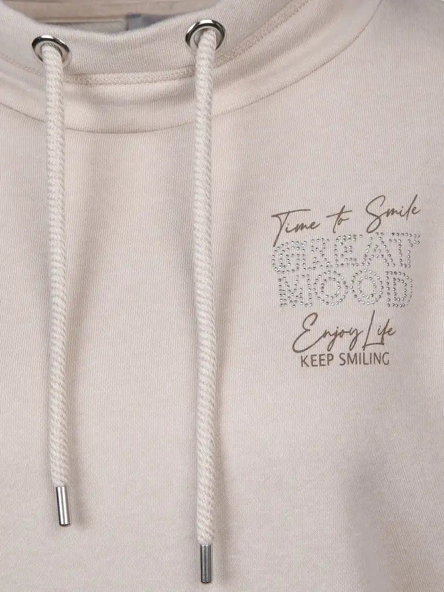 Bild 2 von Damen Sweatshirt mit Glitzersteinchen Beige