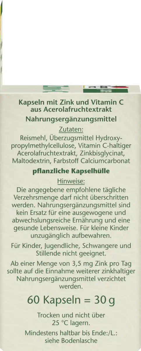 Bild 2 von Doppelherz pure Zink + C 60 Kapseln