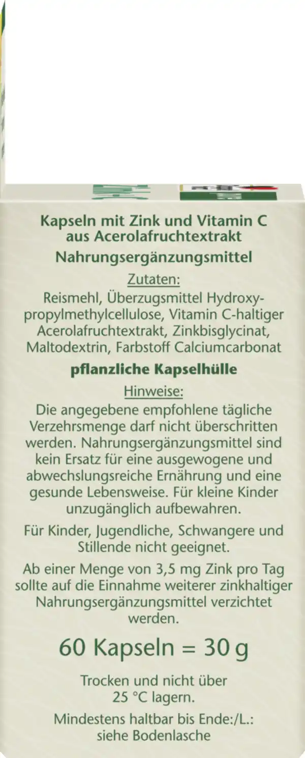 Bild 2 von Doppelherz pure Zink + C 60 Kapseln