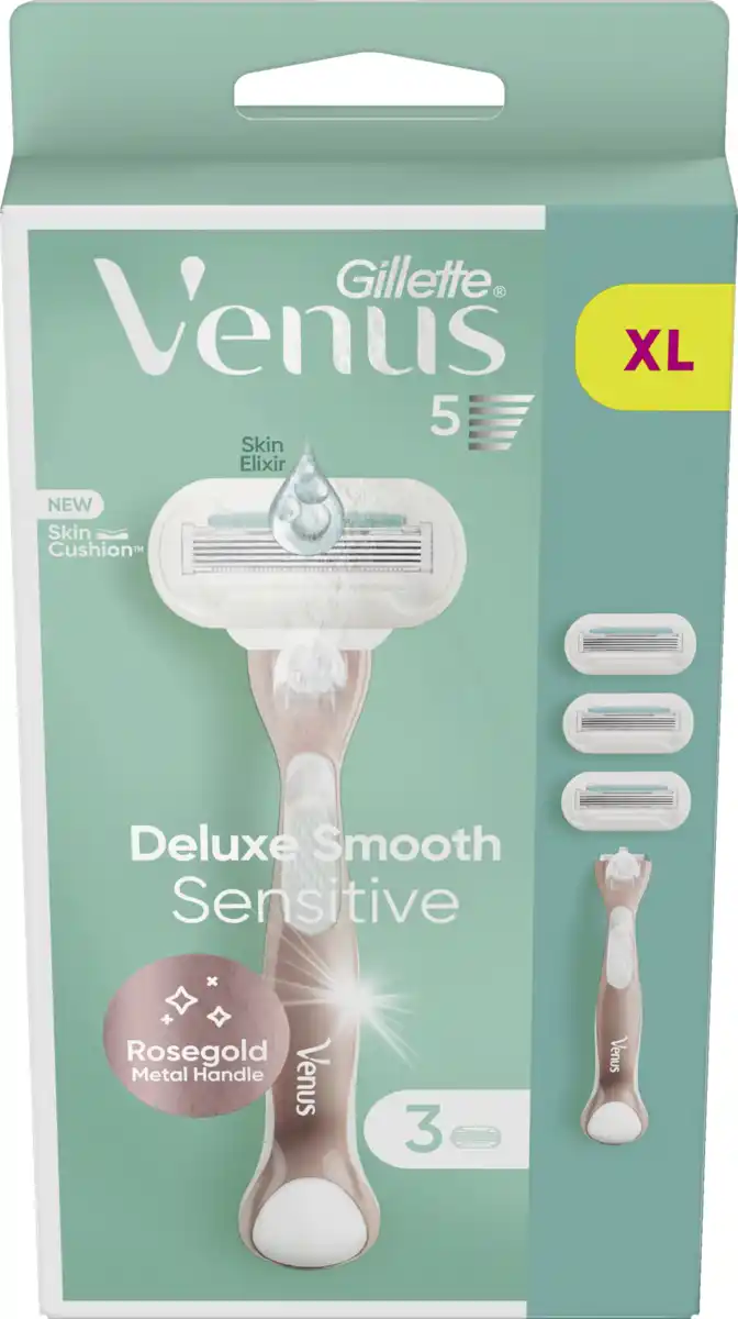 Bild 2 von Gillette Venus Deluxe Smooth Sensitive Rasierer Roségold mit 3 Klingen