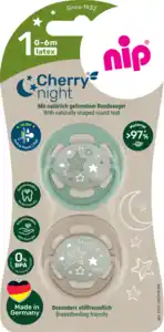 nip Cherry® Night Greenline Schnuller Gr. 1 (0-6 Monate); Grün/Braun