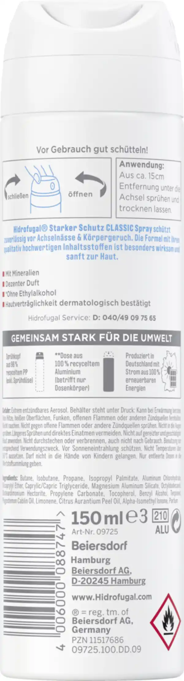 Bild 2 von Hidrofugal Classic Dezenter Duft Anti-Transpirant Spray, 150 ml
