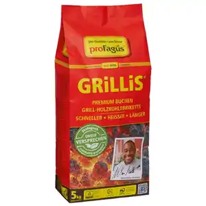 GRILLIS Holzkohlebriketts, Buchenholz, 5 kg, für Grillen